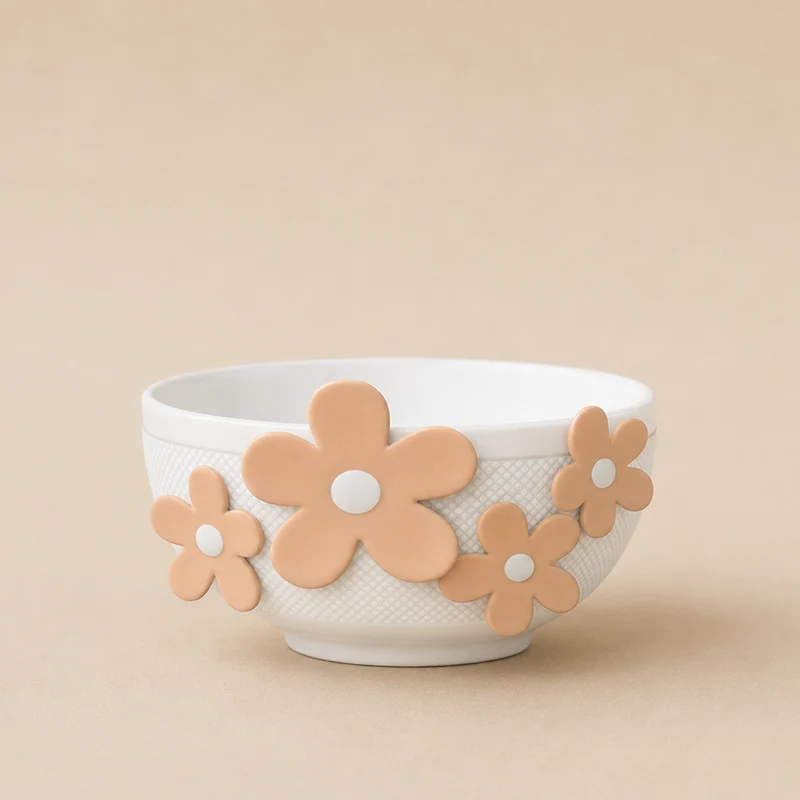 Ciotola Flower Glam bianco/cipria