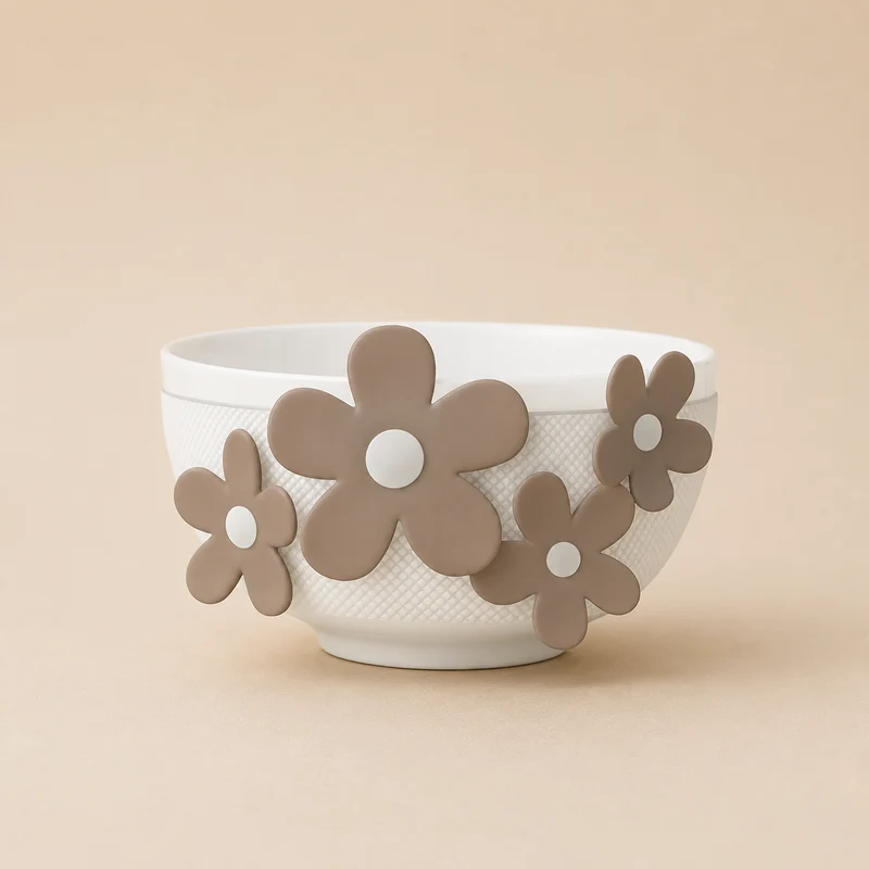 Ciotola Flower Glam bianco/tortora