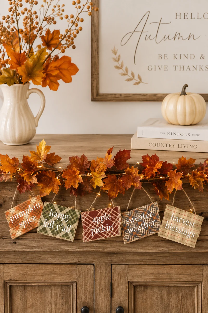 Targhetta Decorativa Autunnale Scozzese 13x18 cm
