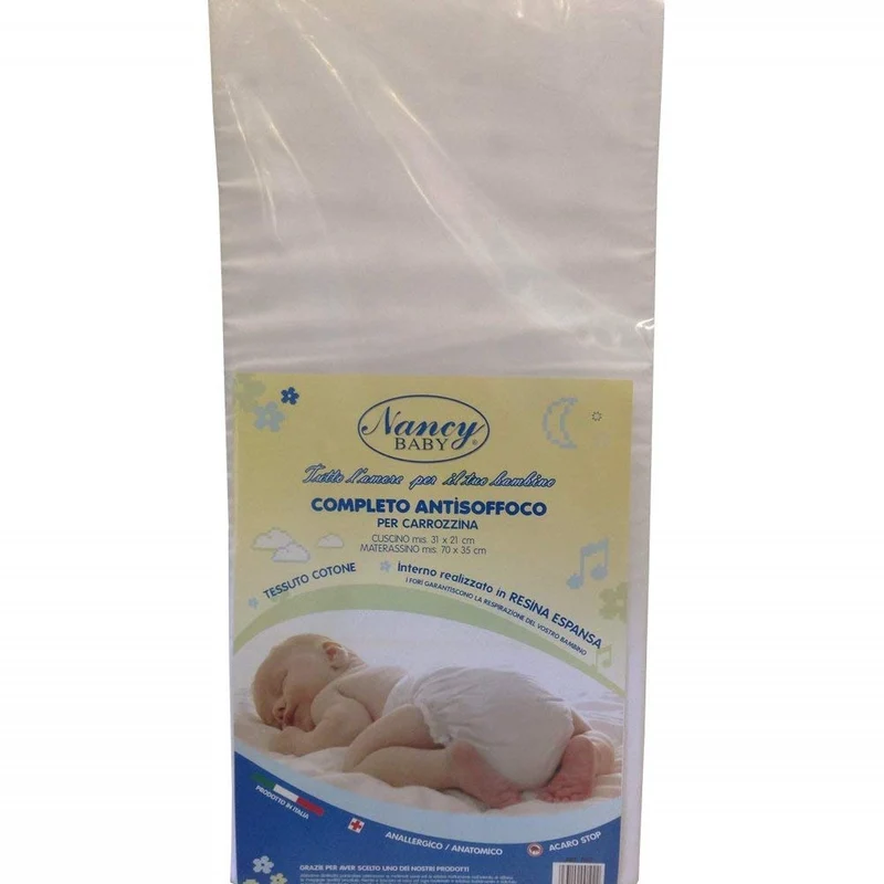 Set Materassino e Cuscino Antisoffoco Culla Carrozzino Nancy Baby Alma