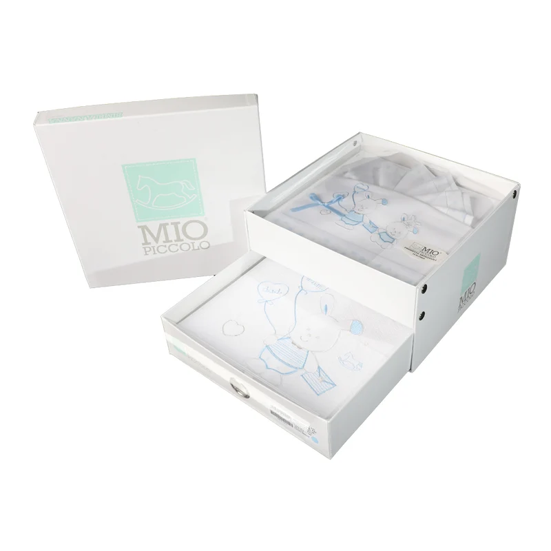 Set Lenzuola per Culla Carrozzino + Copertina Cotone Piquet Mio Piccolo Mum & Dad Celeste