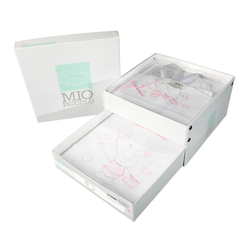 Set Lenzuola per Culla Carrozzino + Copertina Cotone Piquet Mio Piccolo Mum & Dad Rosa