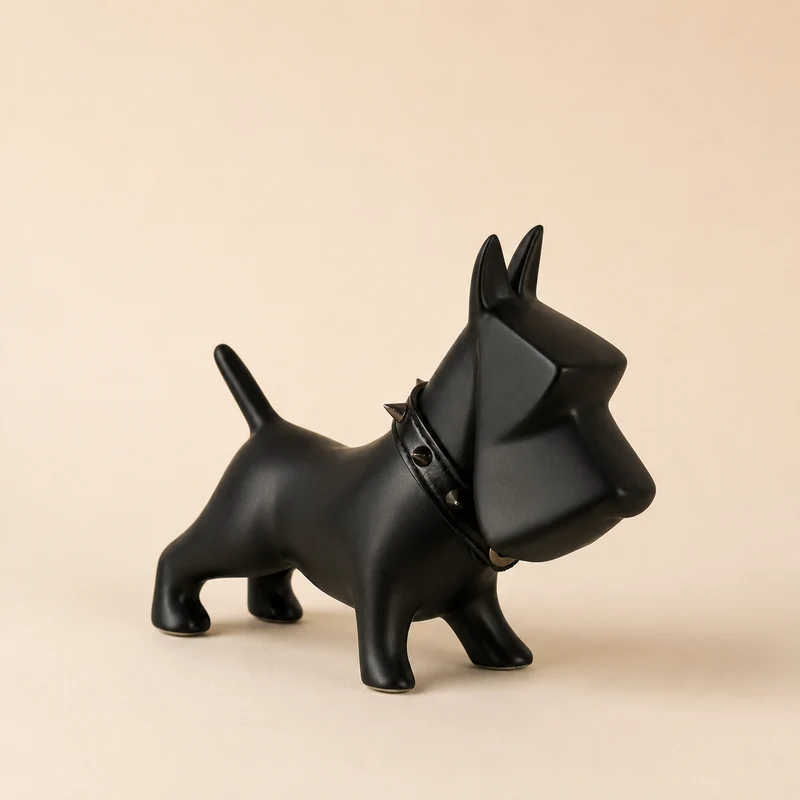 Decorazione Cane Nero in Ceramica