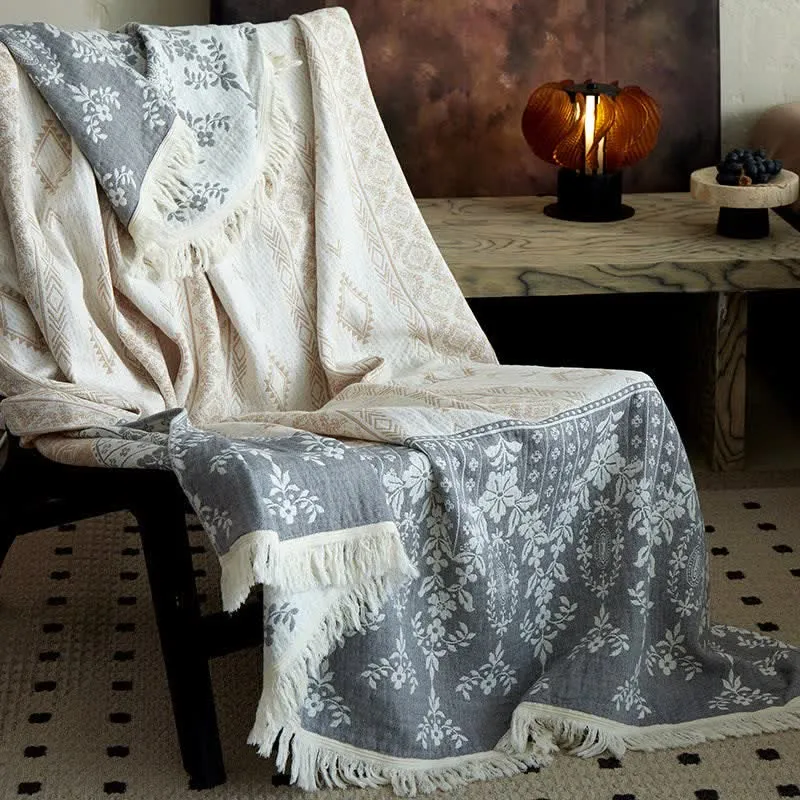 Coperta in garza di cotone con motivo floreale vintage
