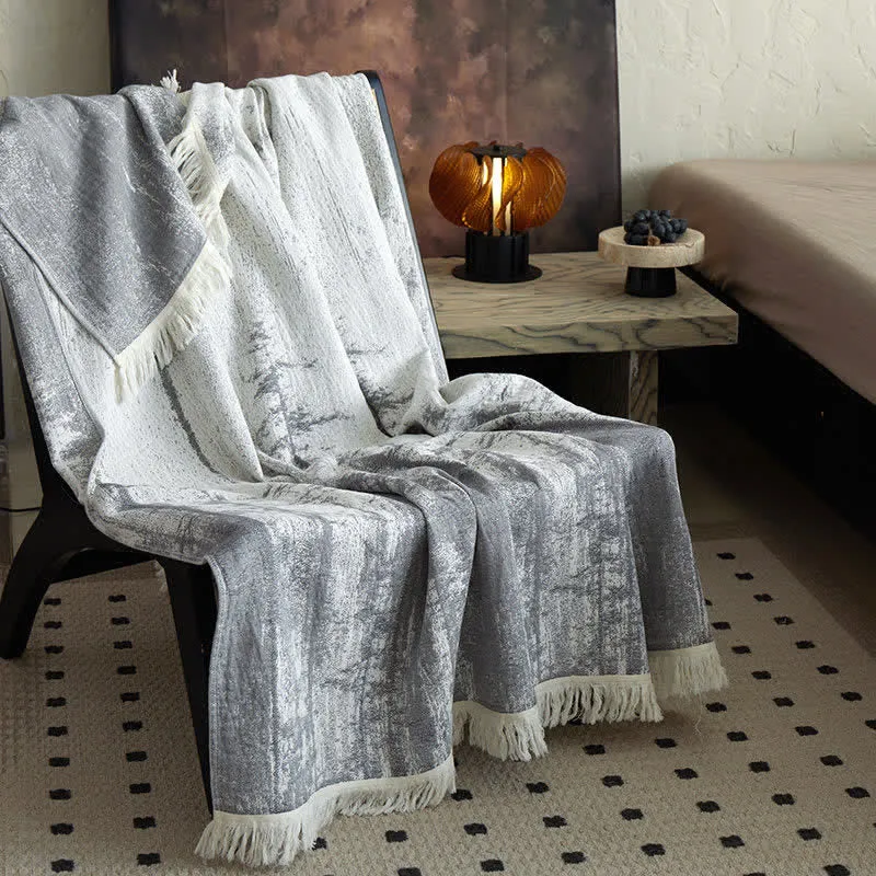 Coperta in garza di cotone con motivo astratto a inchiostro