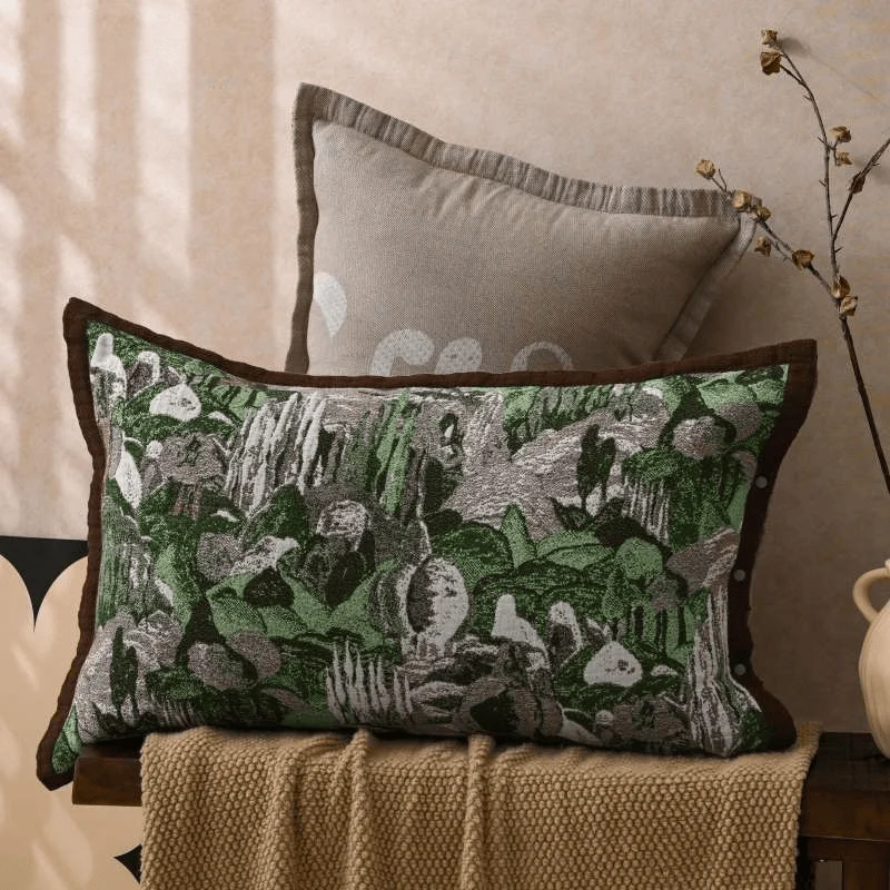 Federe in cotone jacquard con bottoni a tema foresta (2 pezzi)