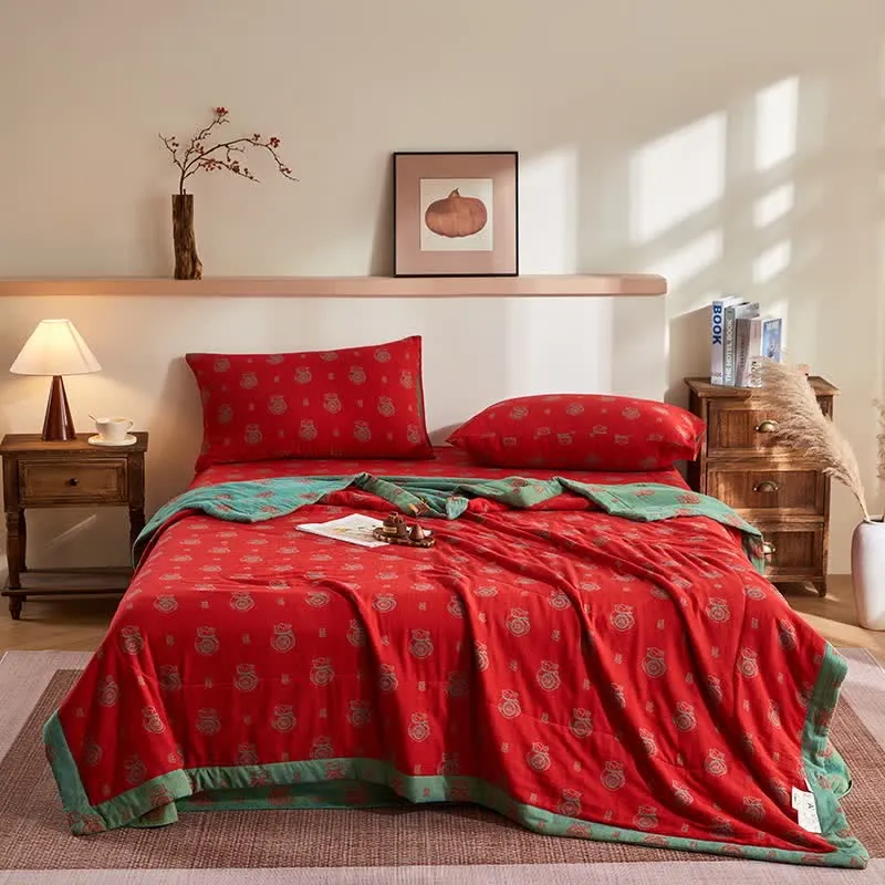 Trapunta jacquard Lucky Bag in garza di cotone