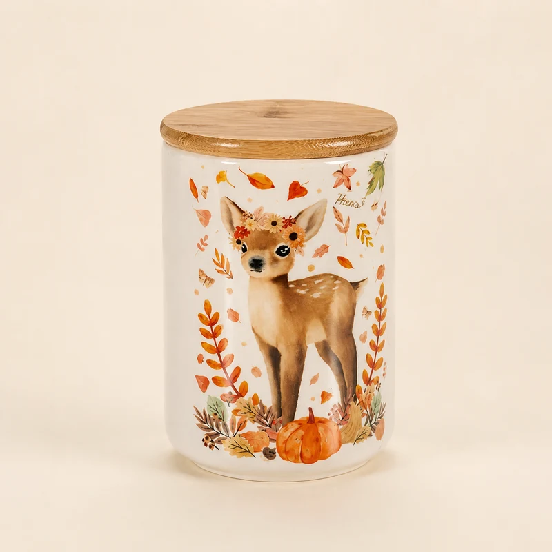 Barattolo Alimentare in Ceramica "Amici del Bosco" cerbiatto