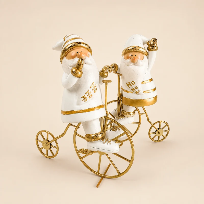 Babbo Natale in Bicicletta Oro/Bianco