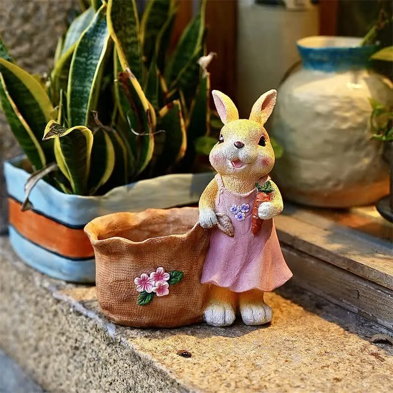 Vaso per piante grasse in resina Bunny Garden