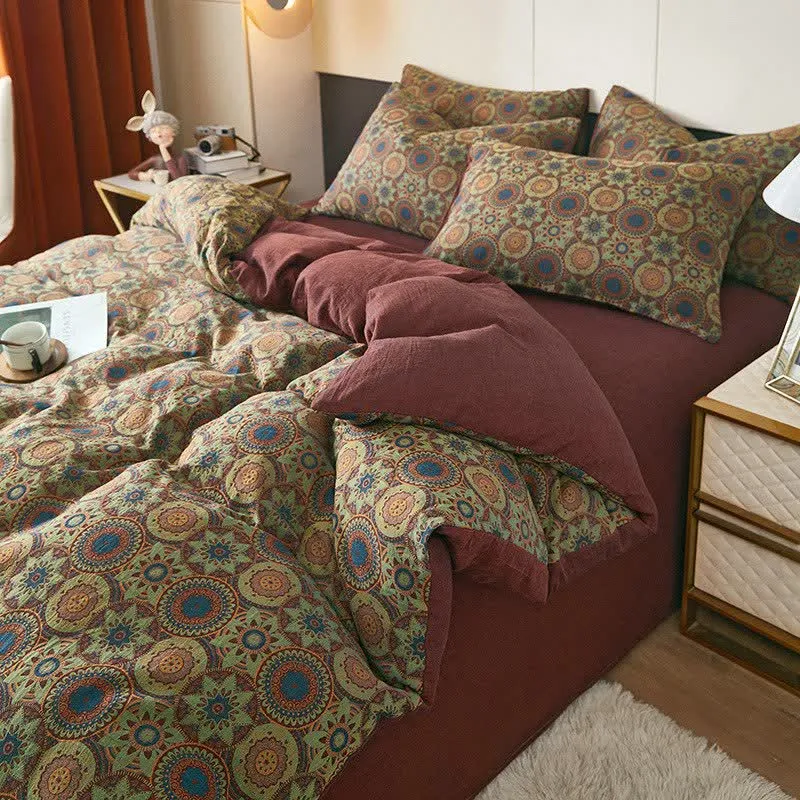 Biancheria da letto in cotone jacquard con medaglione vintage