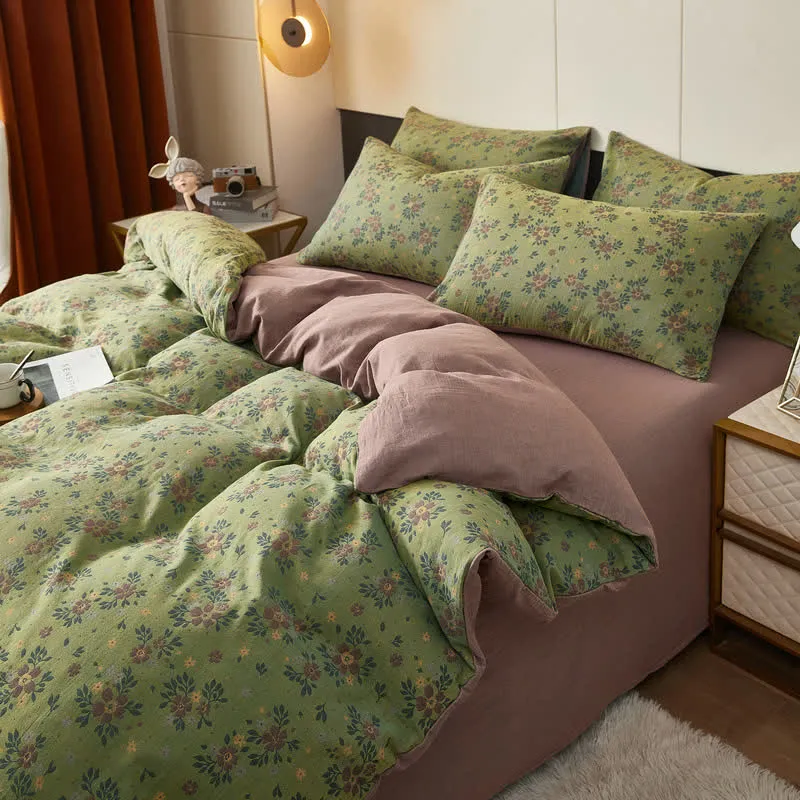 Biancheria da letto in cotone a doppia garza con motivi floreali
