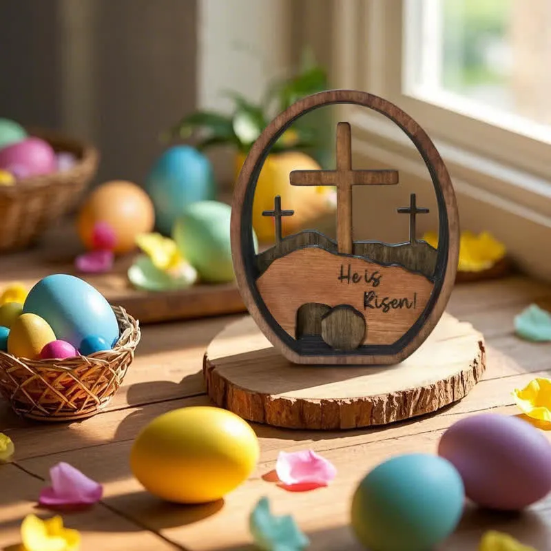 Decorazione per uova di Pasqua in legno a forma di tomba vuota