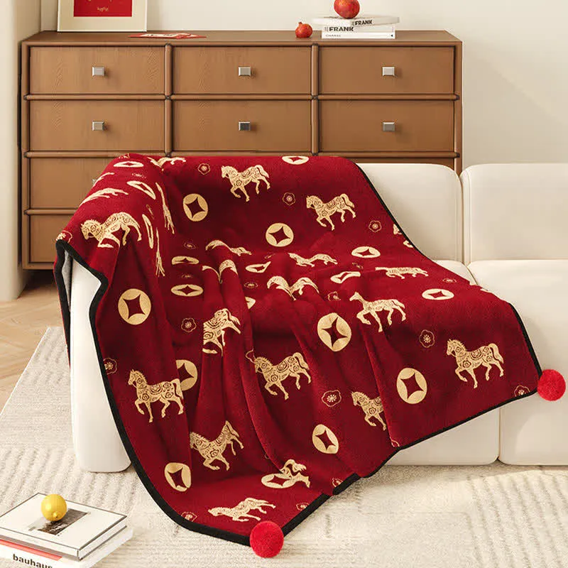 Coperta in pile della prosperità dell'anno del cavallo