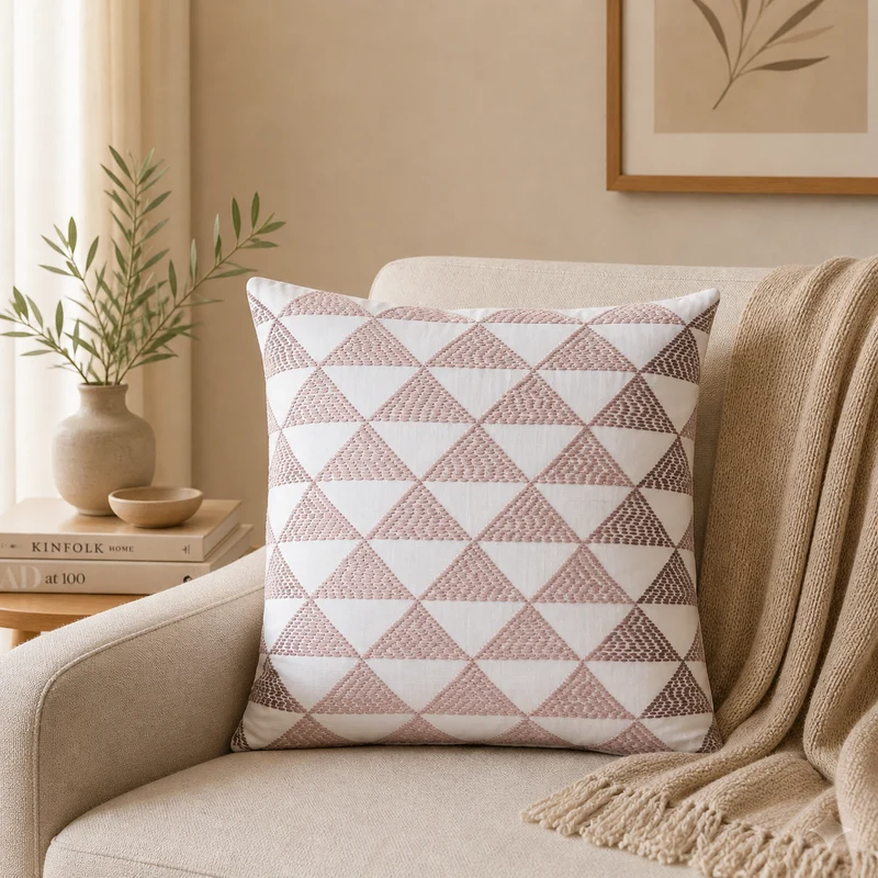 Cuscino Fashion rosa triangoli