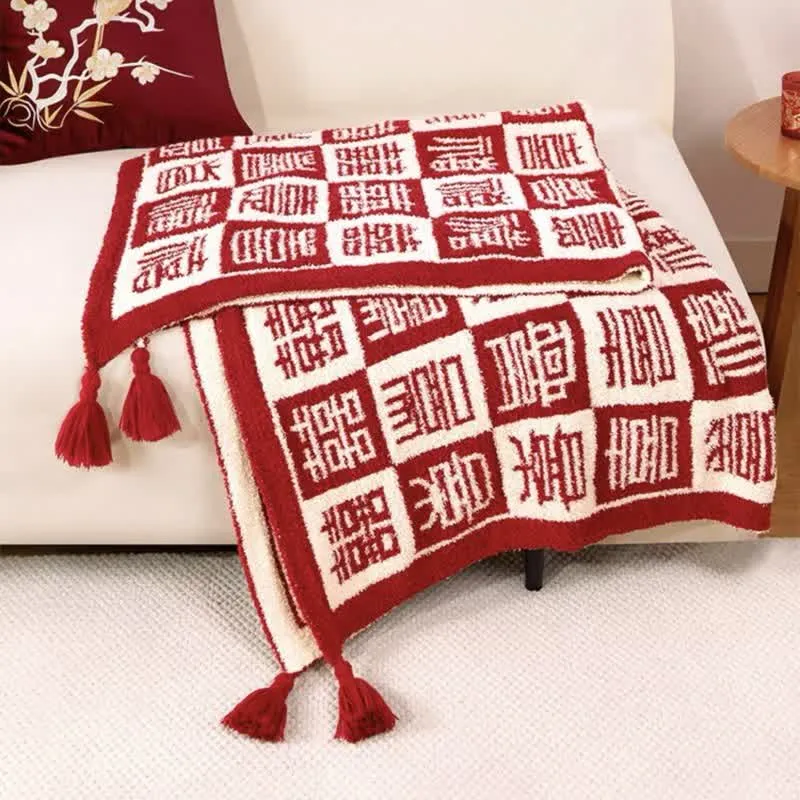 Coperta scozzese con motivo orientale di buon auspicio