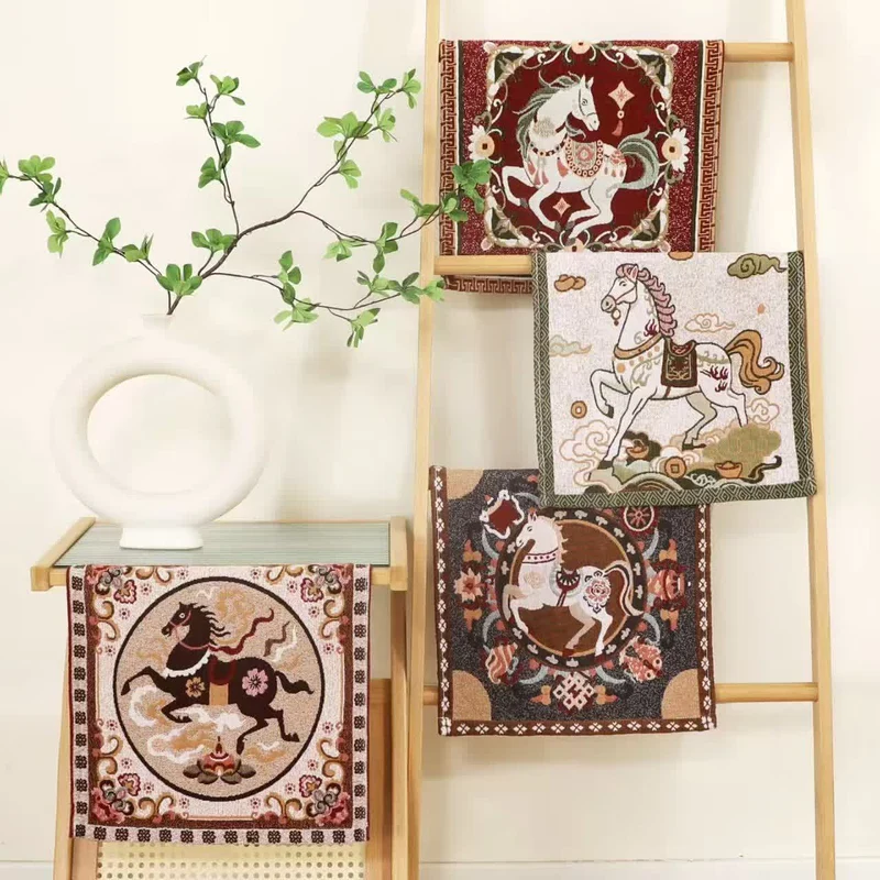 Asciugamano da cucina in garza di cotone con motivo a cavallo vintage