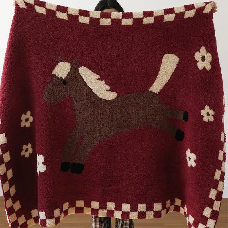 Coperta in pile rosso equestre festivo