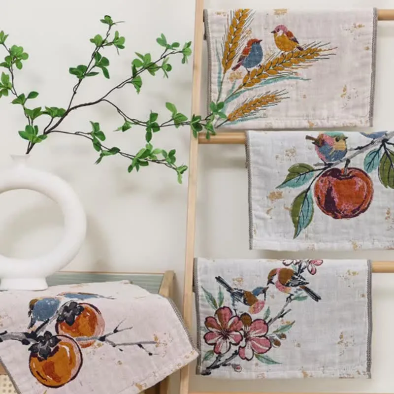 Asciugamano da cucina in garza di cotone Country Bird Series