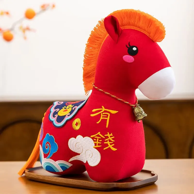 Collezione di peluche dell'anno del cavallo dello zodiaco cinese