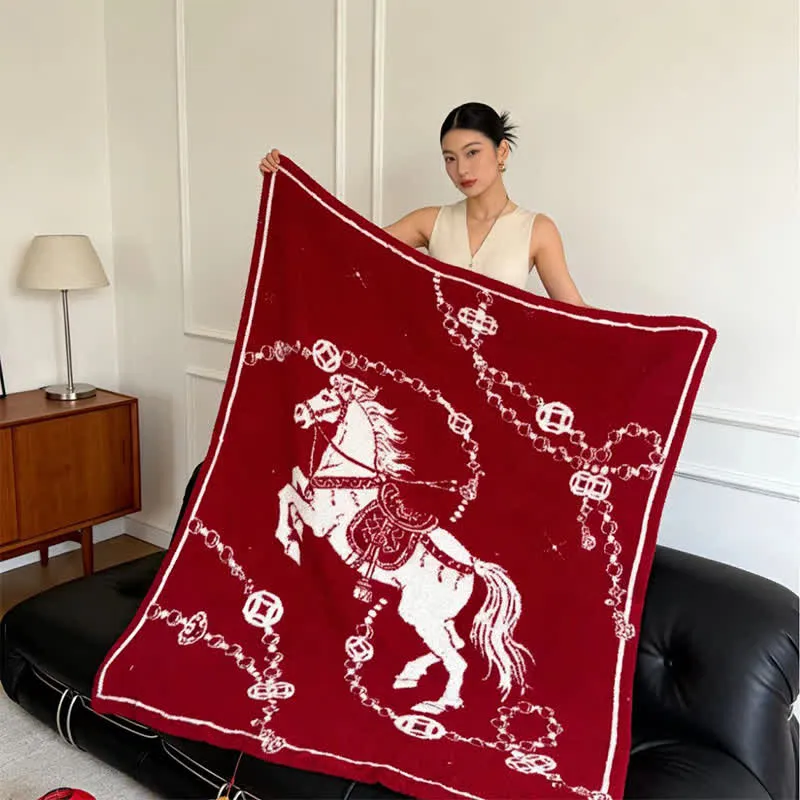 Coperta artistica lavorata a maglia con cavallo al galoppo