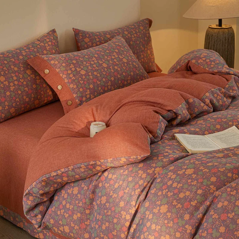 Set di biancheria da letto in cotone a doppia garza Lucky Clover (4 pezzi)