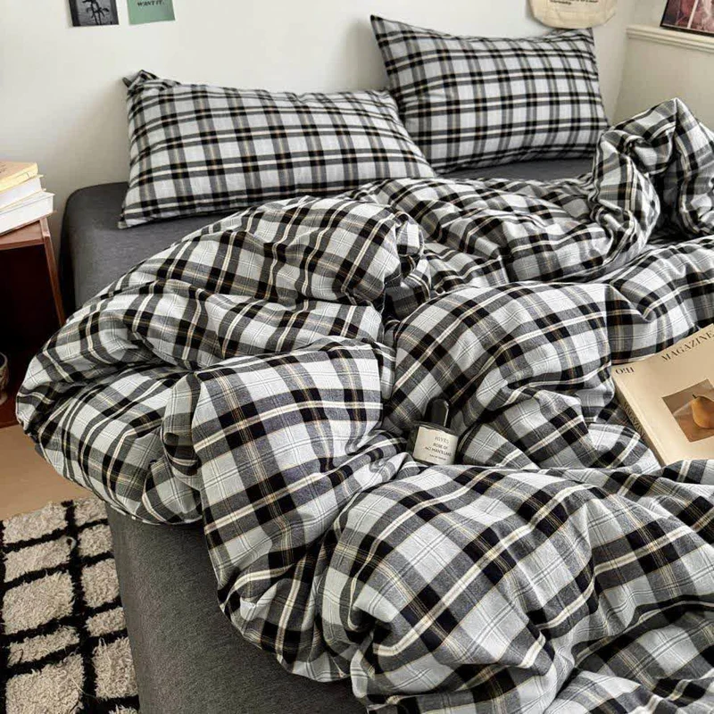 Set di biancheria da letto in cotone a quadri classici