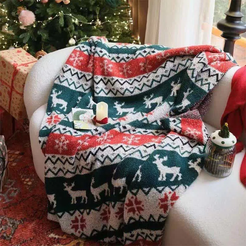 Christmas Fair Isle Reindeer Throw Blanket