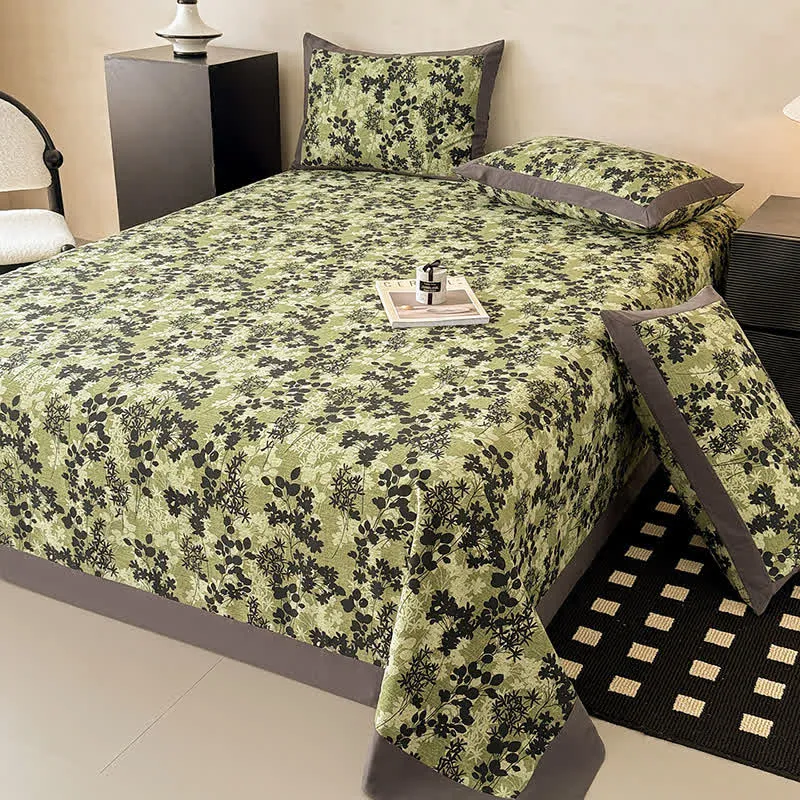 Copriletto in cotone spazzolato con foglie vintage
