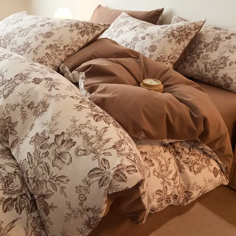 Set di biancheria da letto in cotone spazzolato con motivo floreale