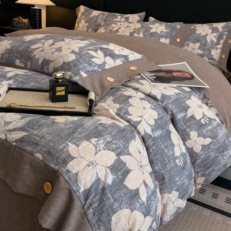 Set di biancheria da letto con bottoni in lino Lily (4 pezzi)