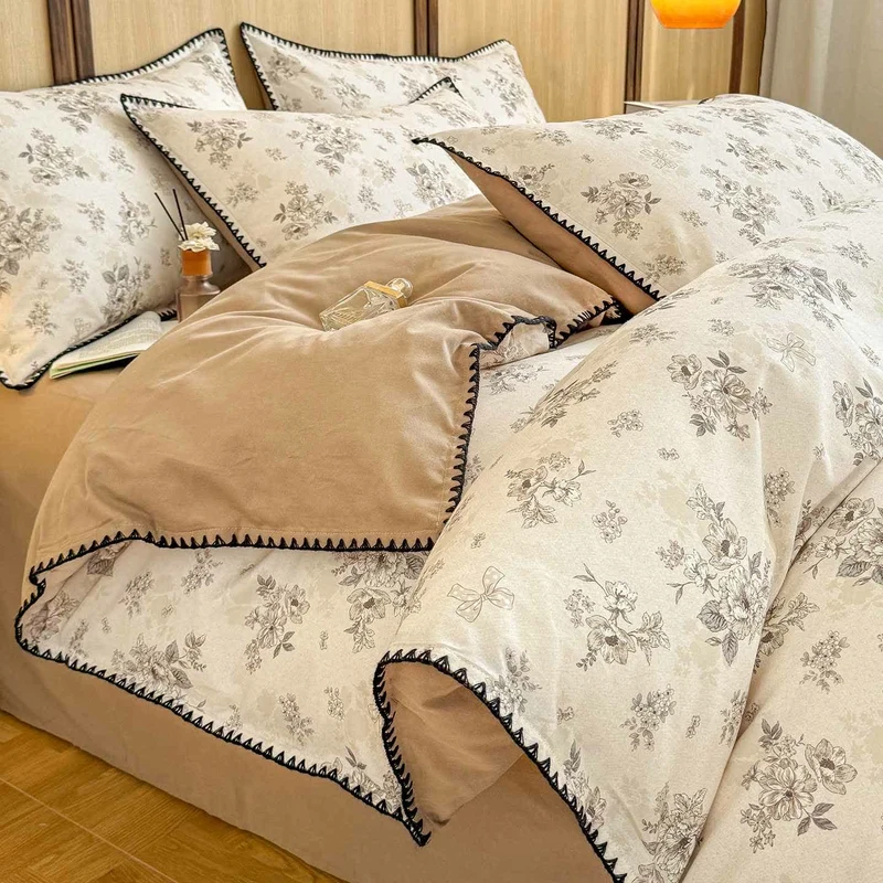 Set di biancheria da letto in cotone spazzolato floreale