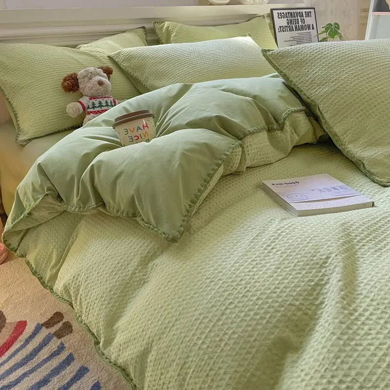 Biancheria da letto in puro cotone con trama a nido d'ape