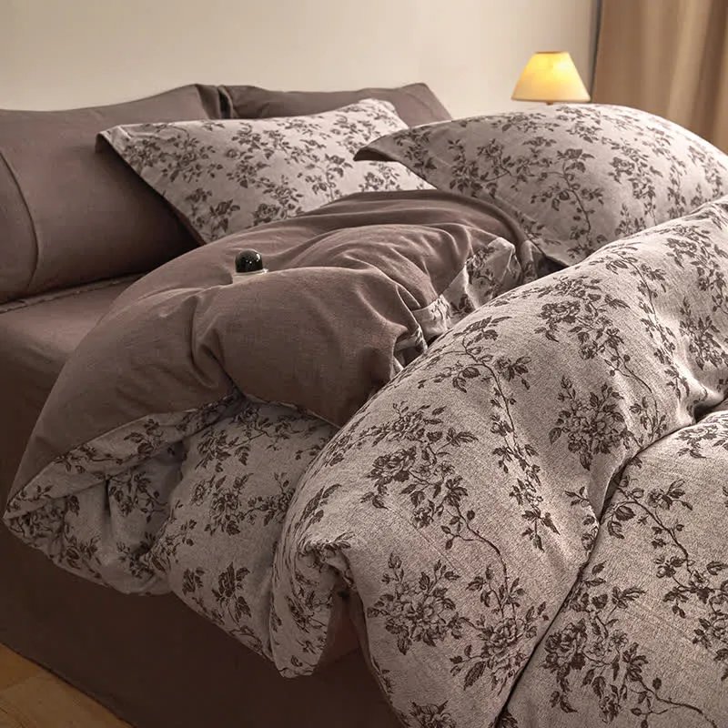 Set di biancheria da letto in garza di cotone con elegante motivo floreale Ownkoti