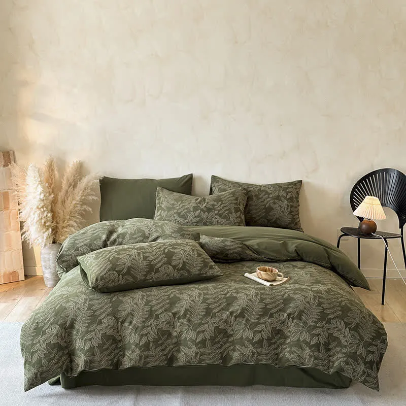 Set copripiumino botanico in cotone spazzolato Ownkoti (4 pezzi)