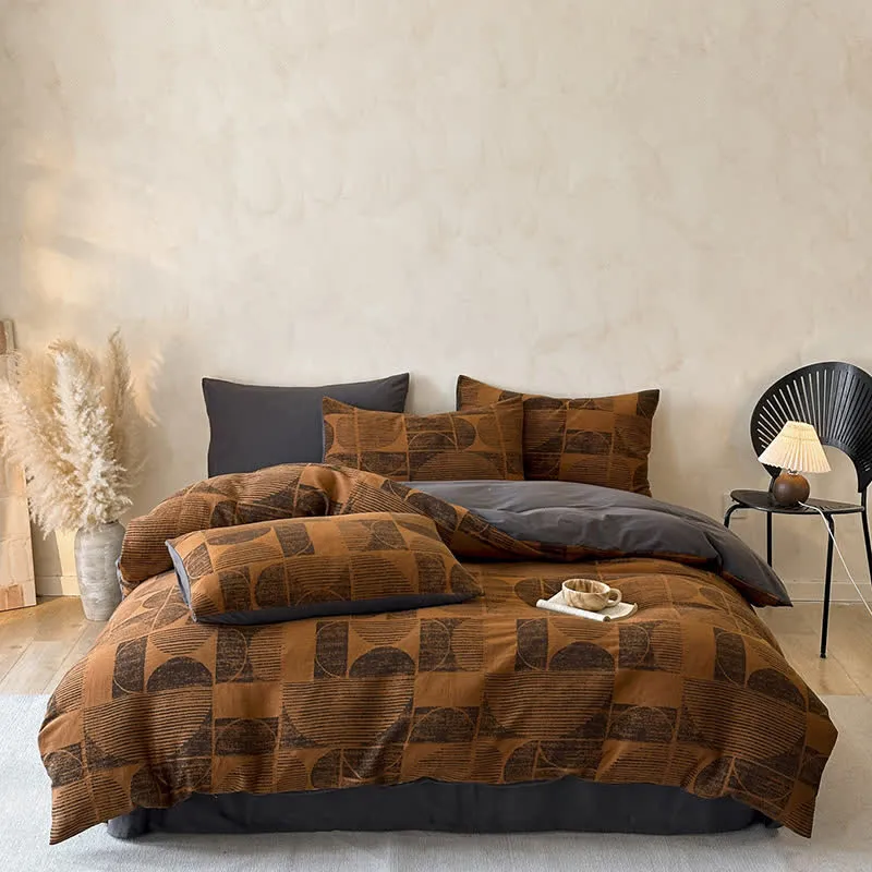 Set di biancheria da letto in cotone spazzolato geometrico Ownkoti (4 pezzi)