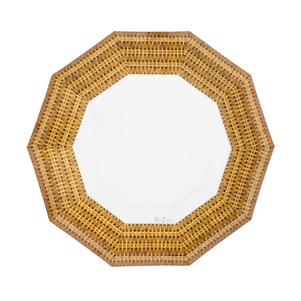 Confezione 8 piatti decoro rattan cm 23x24