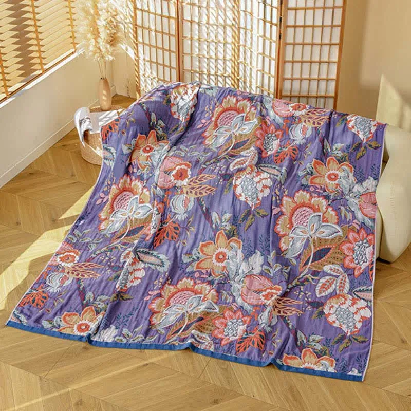 Coperta in garza di puro cotone floreale Ownkoti