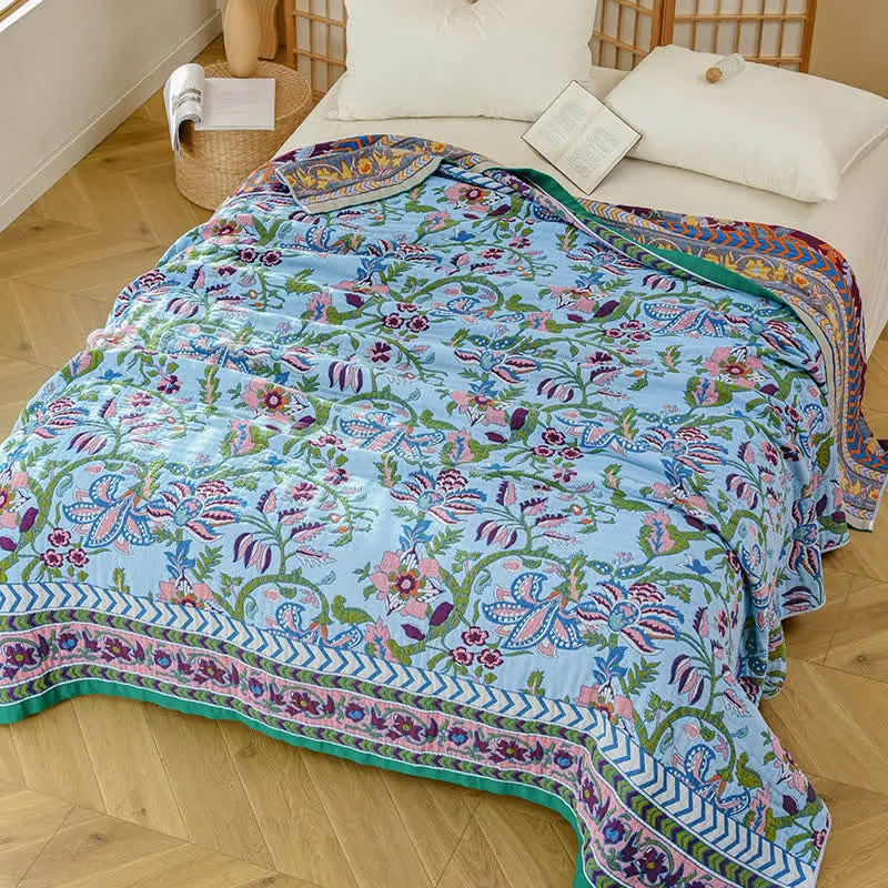Coperta in garza di puro cotone con motivo floreale Ownkoti