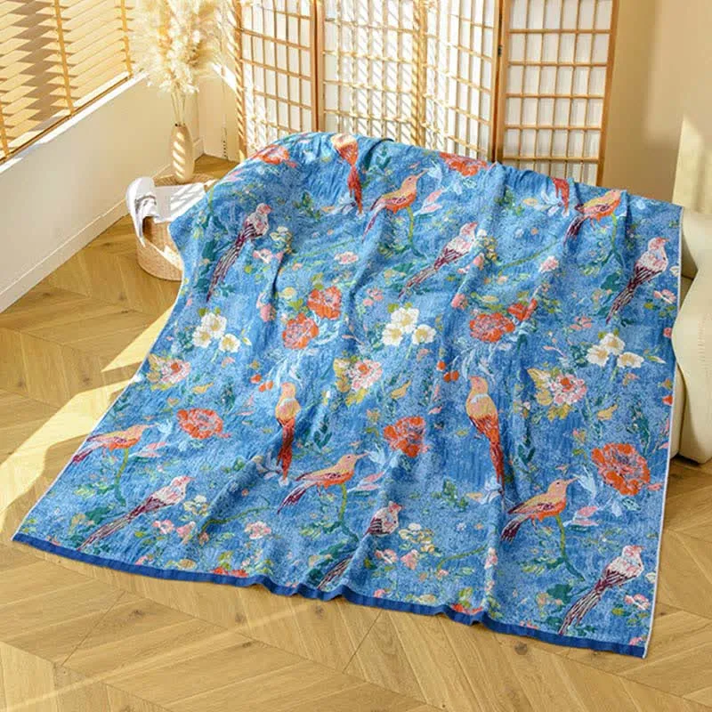 Coperta in garza di cotone con motivo floreale artistico Ownkoti