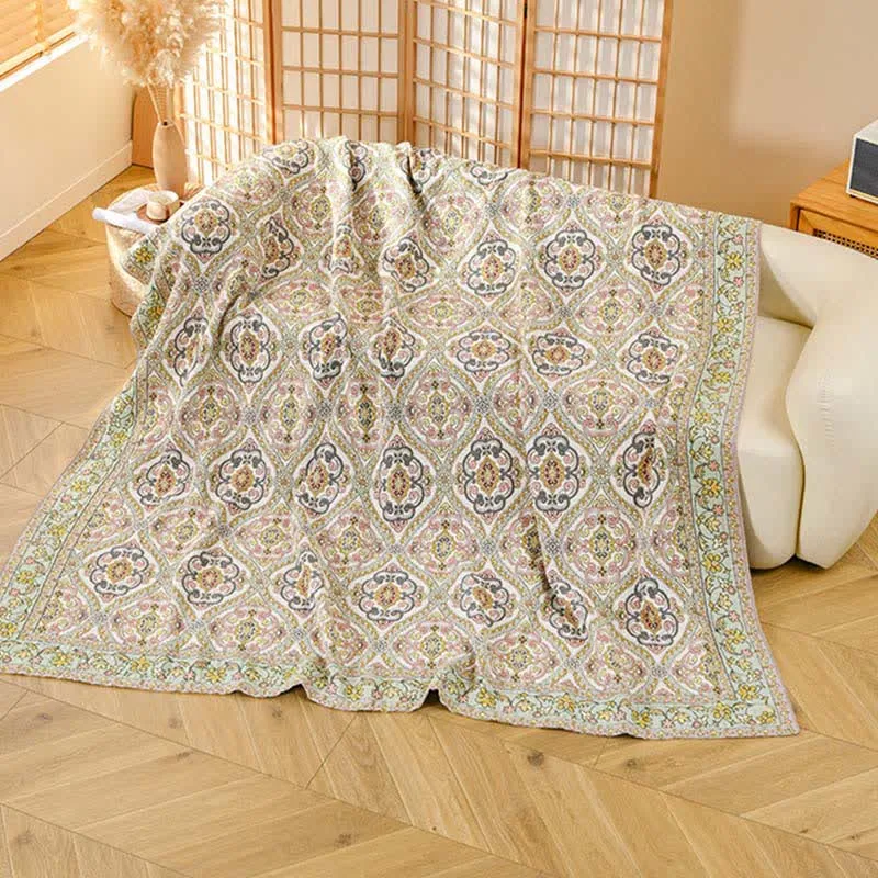 Elegante coperta in garza di cotone floreale vintage Ownkoti