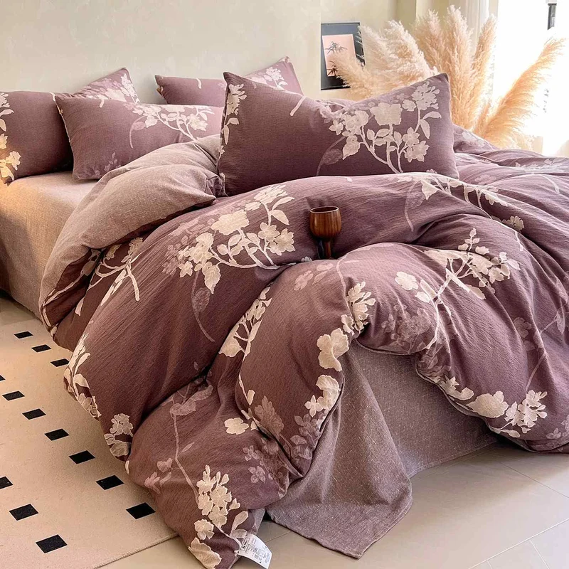 Set di biancheria da letto con stampa floreale di lusso Ownkoti (4 pezzi)