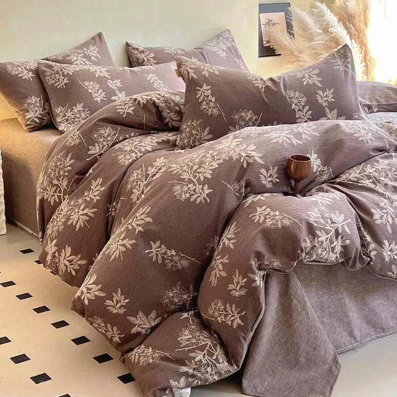 Set di biancheria da letto con stampa floreale elegante vintage Ownkoti (4 pezzi)