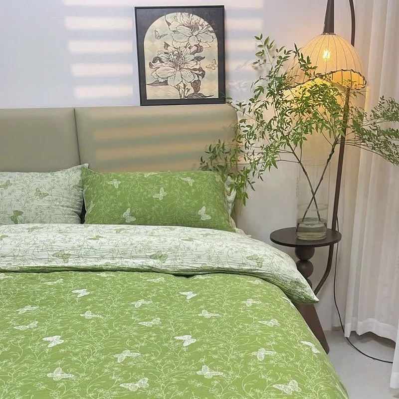 Biancheria da letto in garza di cotone con motivo floreale (4 pezzi)