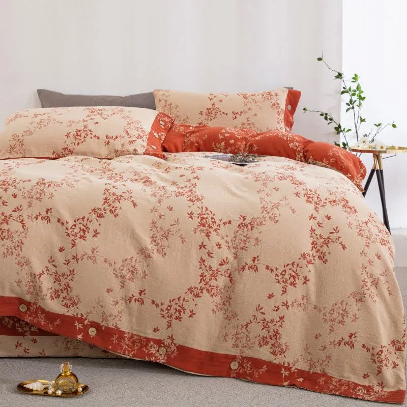 Set di biancheria da letto in garza di cotone Country Leaf (4 pezzi)