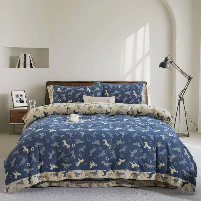 Set di biancheria da letto in garza di cotone Whimsical Pony (4 pezzi)