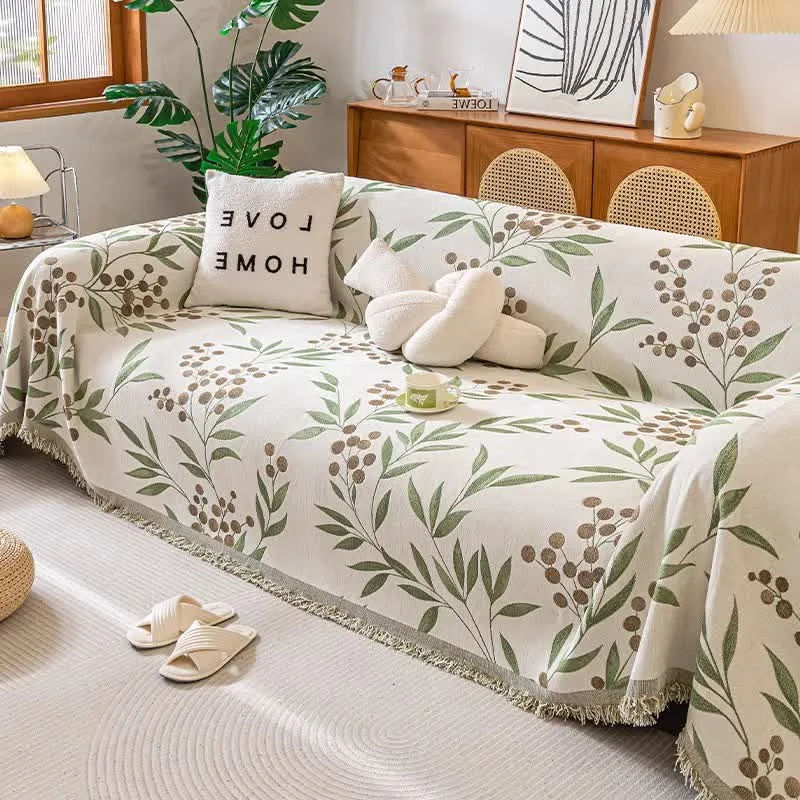 Coperta da divano con foglie di ramo