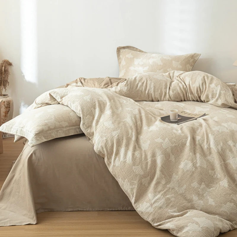 Set di biancheria da letto in cotone e lino jacquard Ginkgo