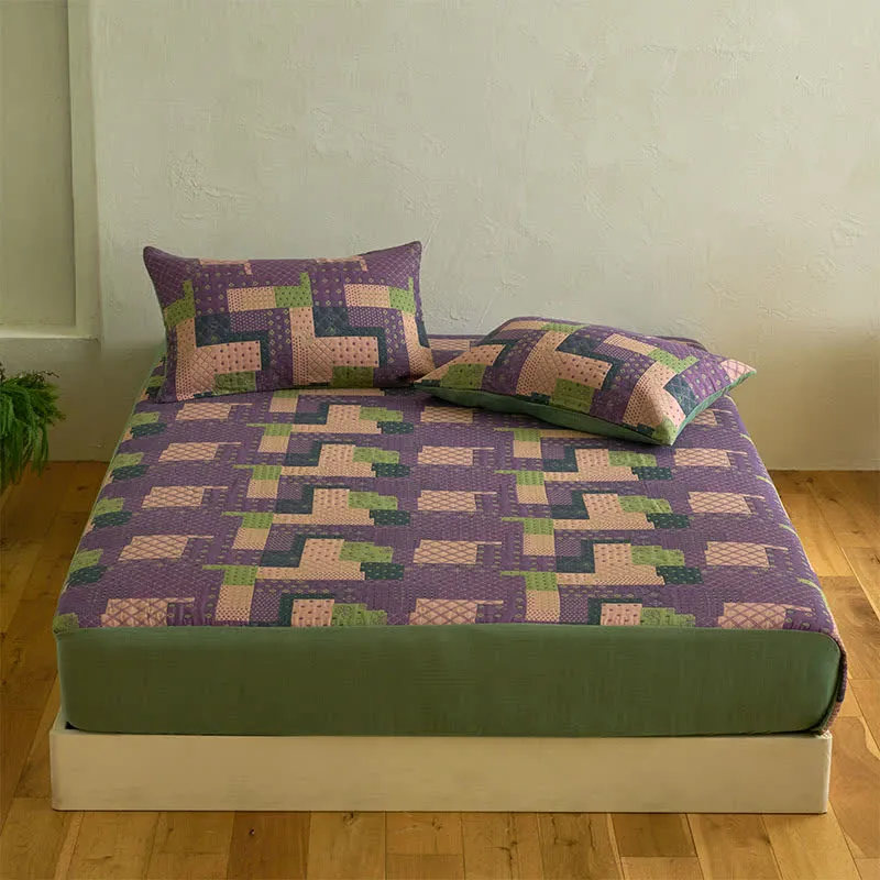 Lenzuolo con angoli in garza di cotone patchwork jacquard