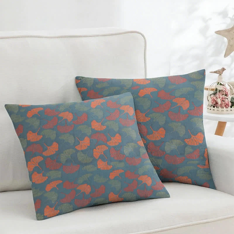 Federe quadrate in jacquard di garza di cotone Ginkgo (2 pezzi)